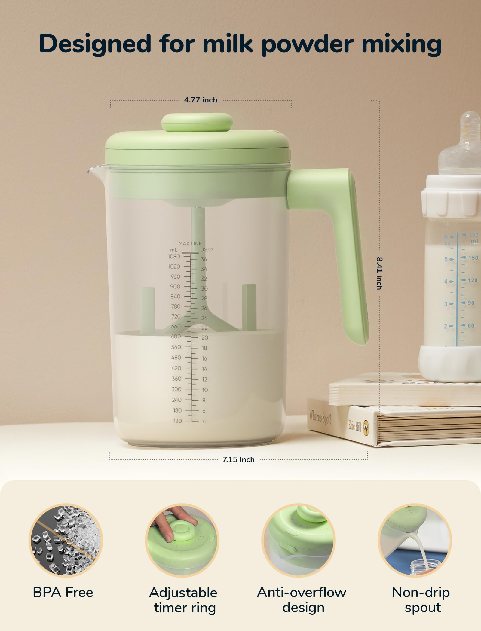 NehNeh Baby automatic bidirectional shaker blending formula smoothly