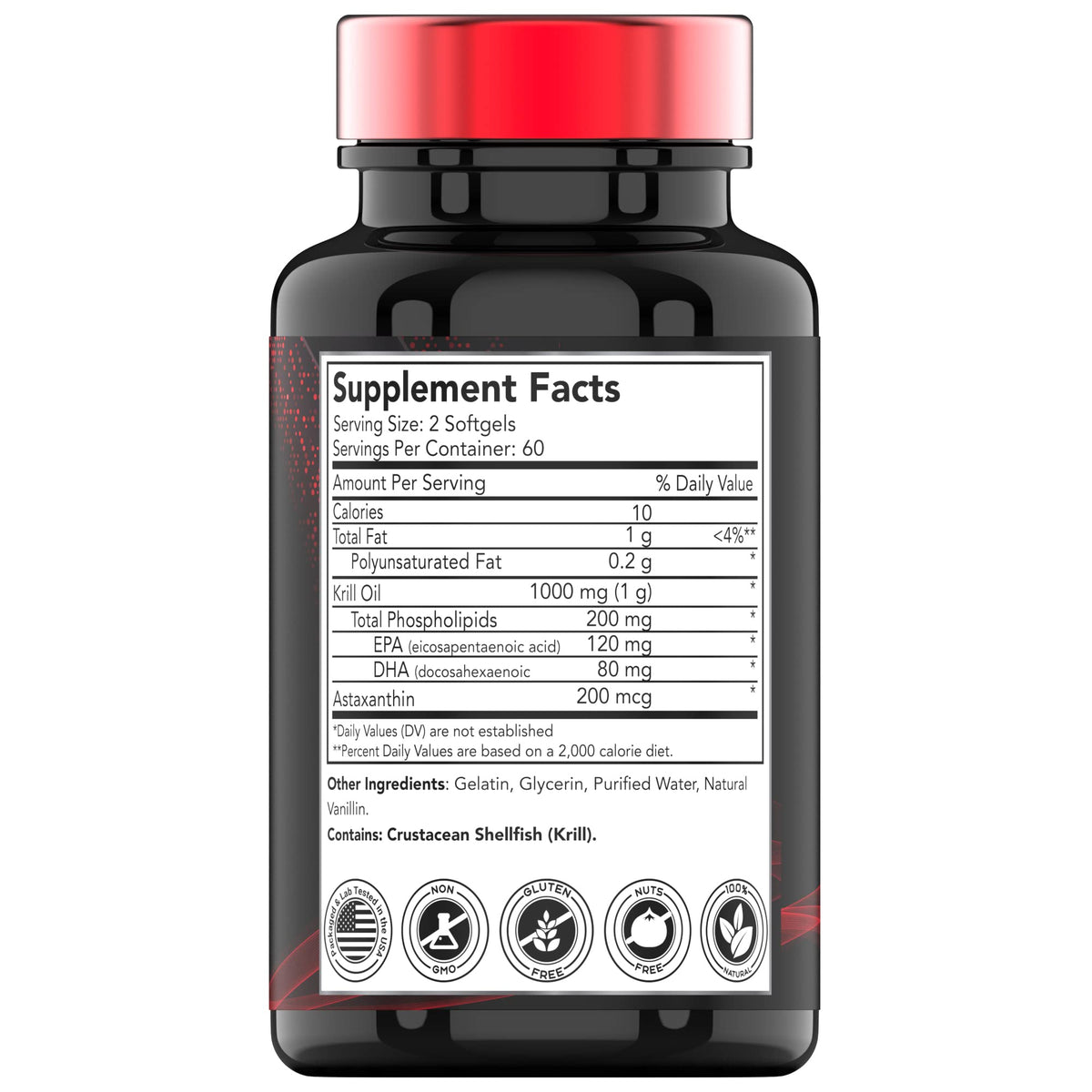 TNVitamins Antarctic Krill Oil nutritional facts and supplement label
