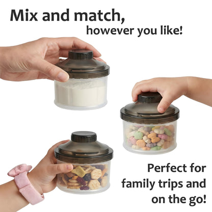 FUNOMOCYA portable formula container in sleek black showing premium food-grade polypropylene material.