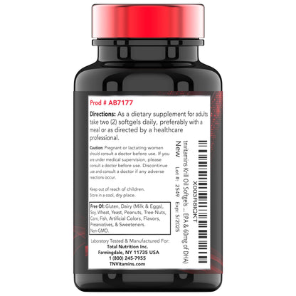 Premium red krill oil dietary supplement capsules for high absorption omega three essential fatty acids