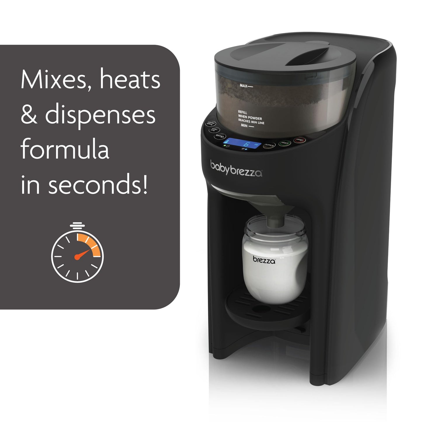 Side profile of Baby Brezza Formula Pro Advanced showing water tank