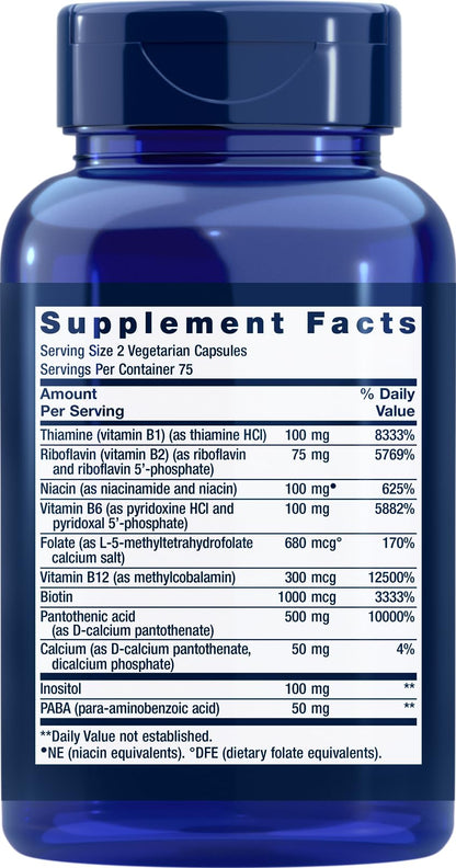 Supplements label showing ingredients and bioactive B-vitamin forms of the USA imported health product.