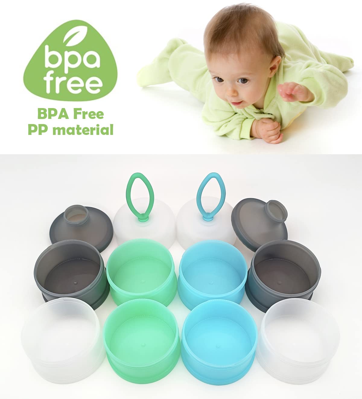 Close up view of the easy pour nozzle cap on the LADISO portable baby feeding travel container.