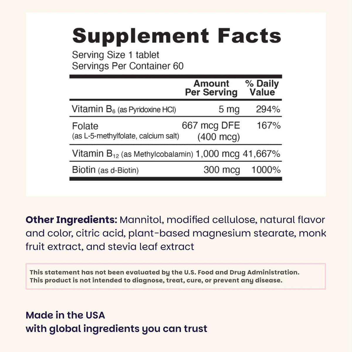 EZ Melts methylated B12 folate biotin cherry berry tablets packaging