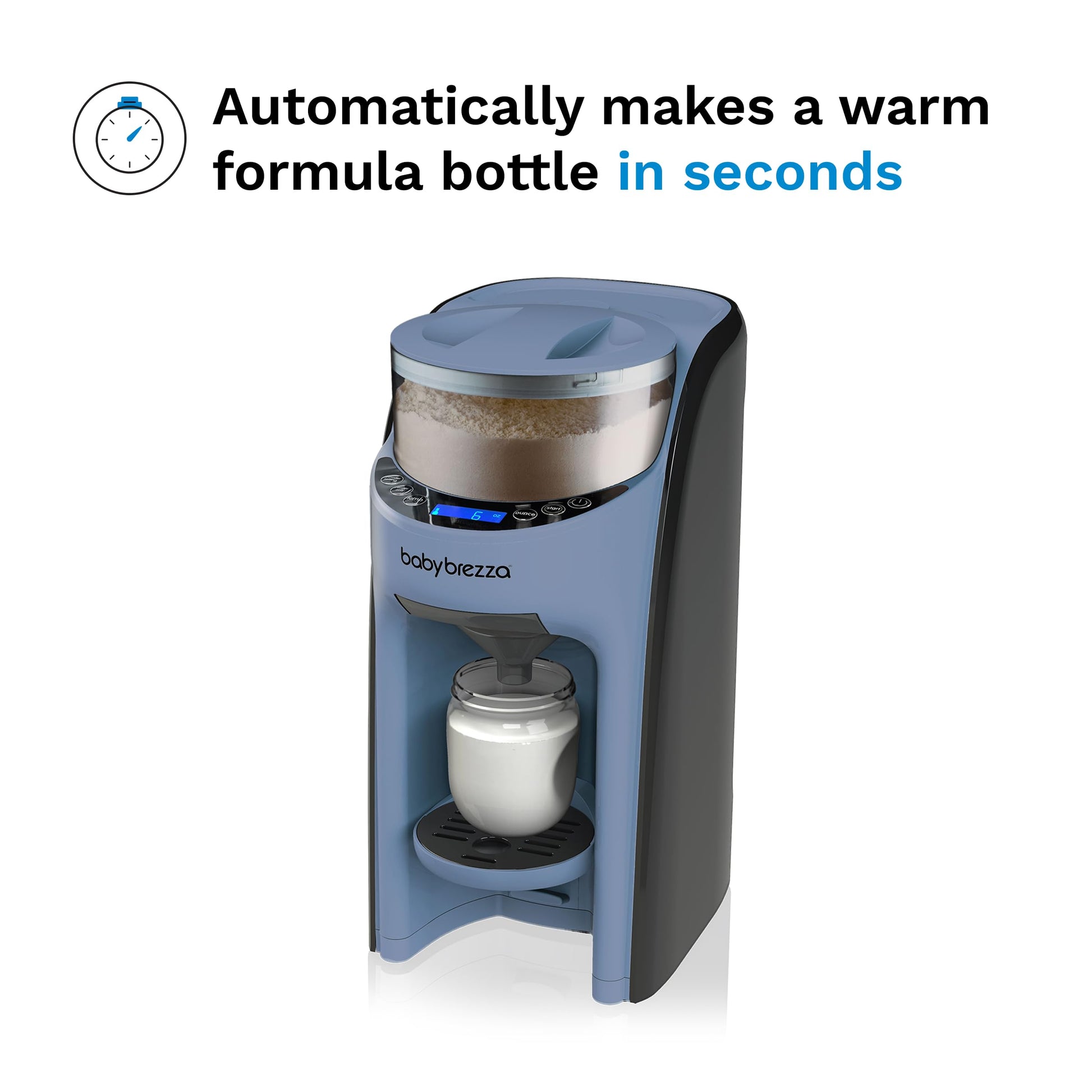 Baby Brezza automatic baby formula maker mixing a warm bottle instantly