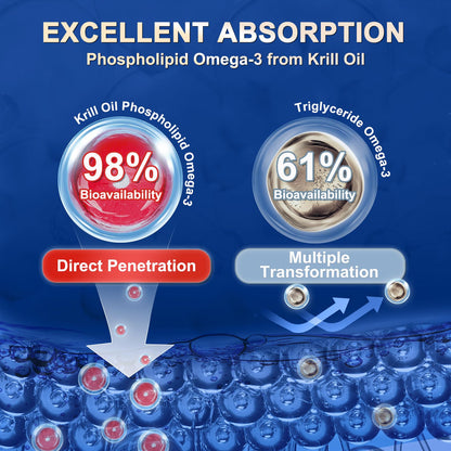 Zebora krill oil 120 softgels container highlighting the GMP certified high absorption formula label