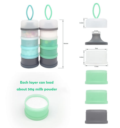 LADISO baby milk powder holder filled with healthy toddler snacks like fruits and cereals to show multi purpose use.