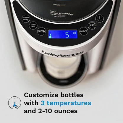 Sleek slate gray Baby Brezza Formula Pro Advanced digital control panel details