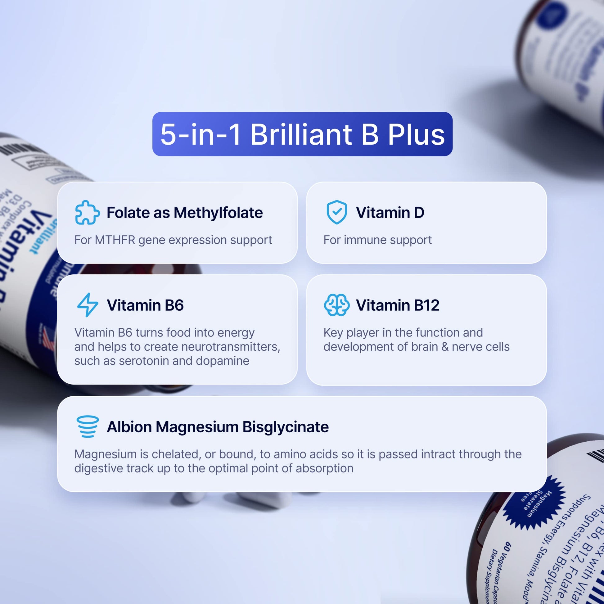 AgeImmune methylated B complex capsules free from magnesium stearate and fillers