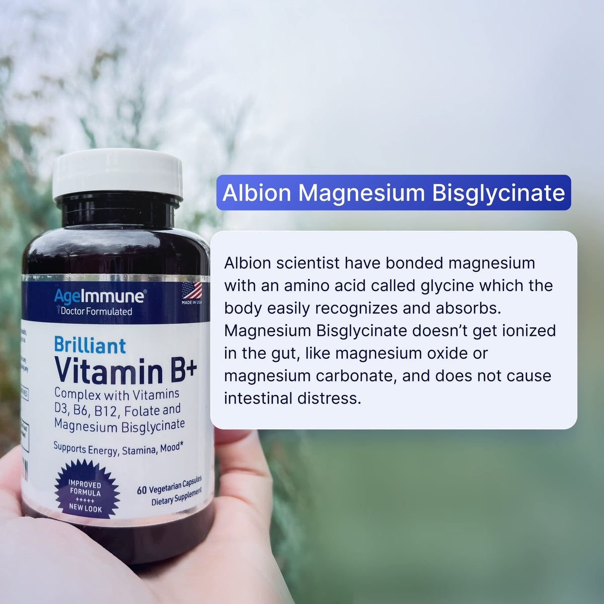 Doctor formulated AgeImmune Vitamin B plus D3 for immune and cognitive support