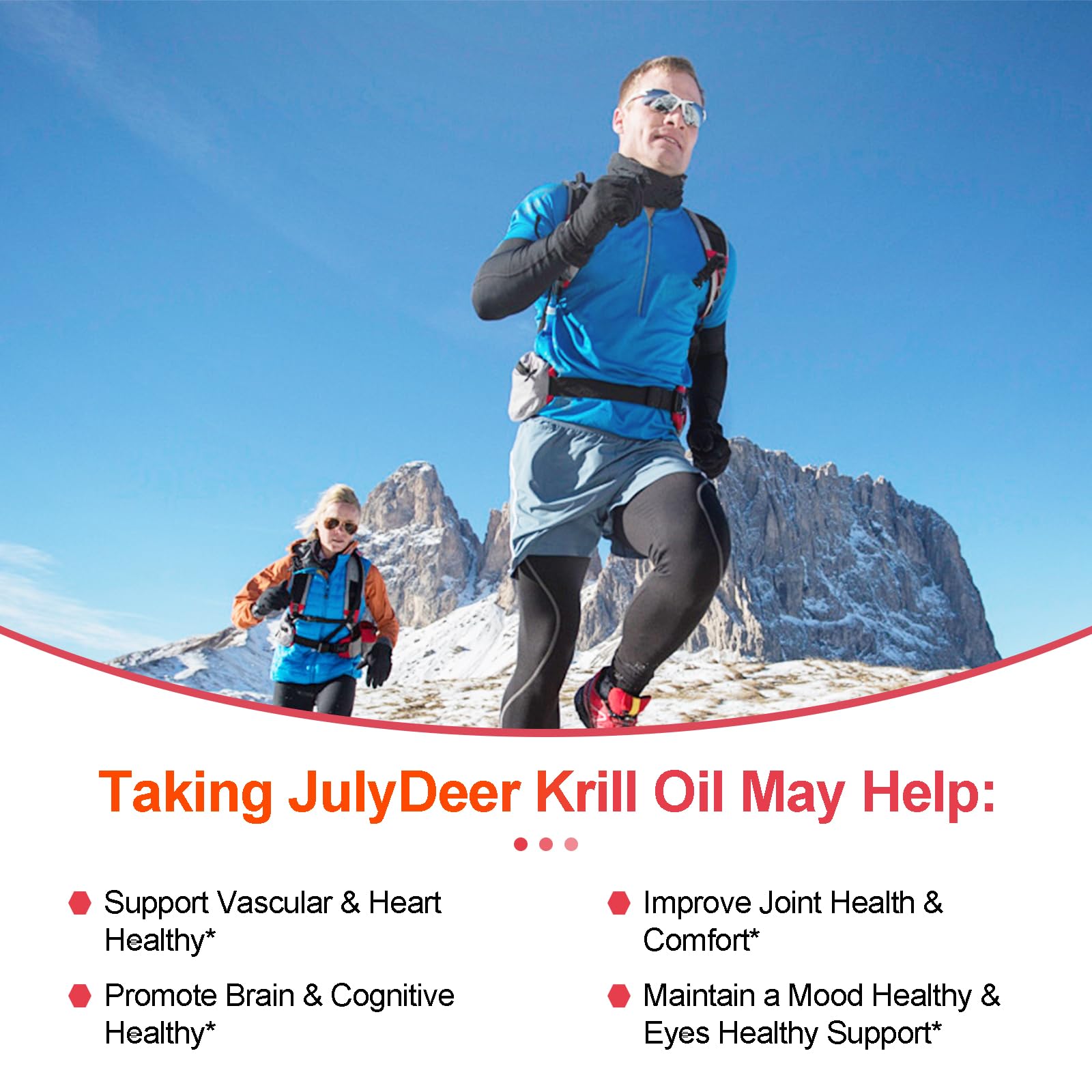 Back panel label of JulyDeer 1000 Milligrams krill oil supplement bottle.