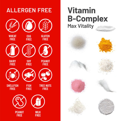 Non GMO gluten free daily multivitamin B complex for cognitive health and immunity