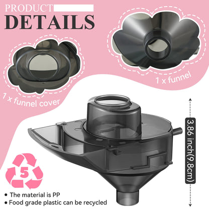 Close up view of the durable food grade polypropylene material on the Gulfmew replacement funnel compatible with baby formula machines.