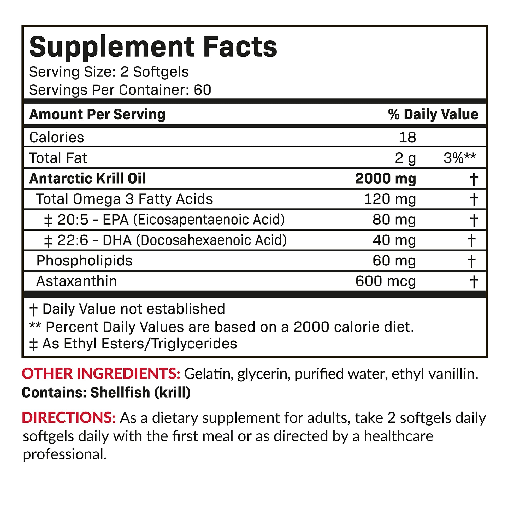 Futurebiotics Antarctic Krill Oil packaging emphasizing 2000 mg potency per serving with natural EPA and DHA