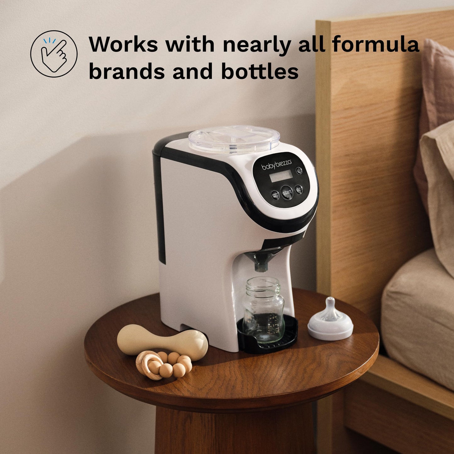 BPA free Baby Brezza mini formula maker with removable water tank detached