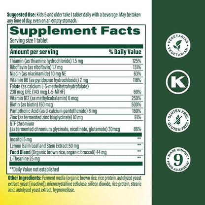 Supplement facts label details on MegaFood dietary supplement for children aged five and older