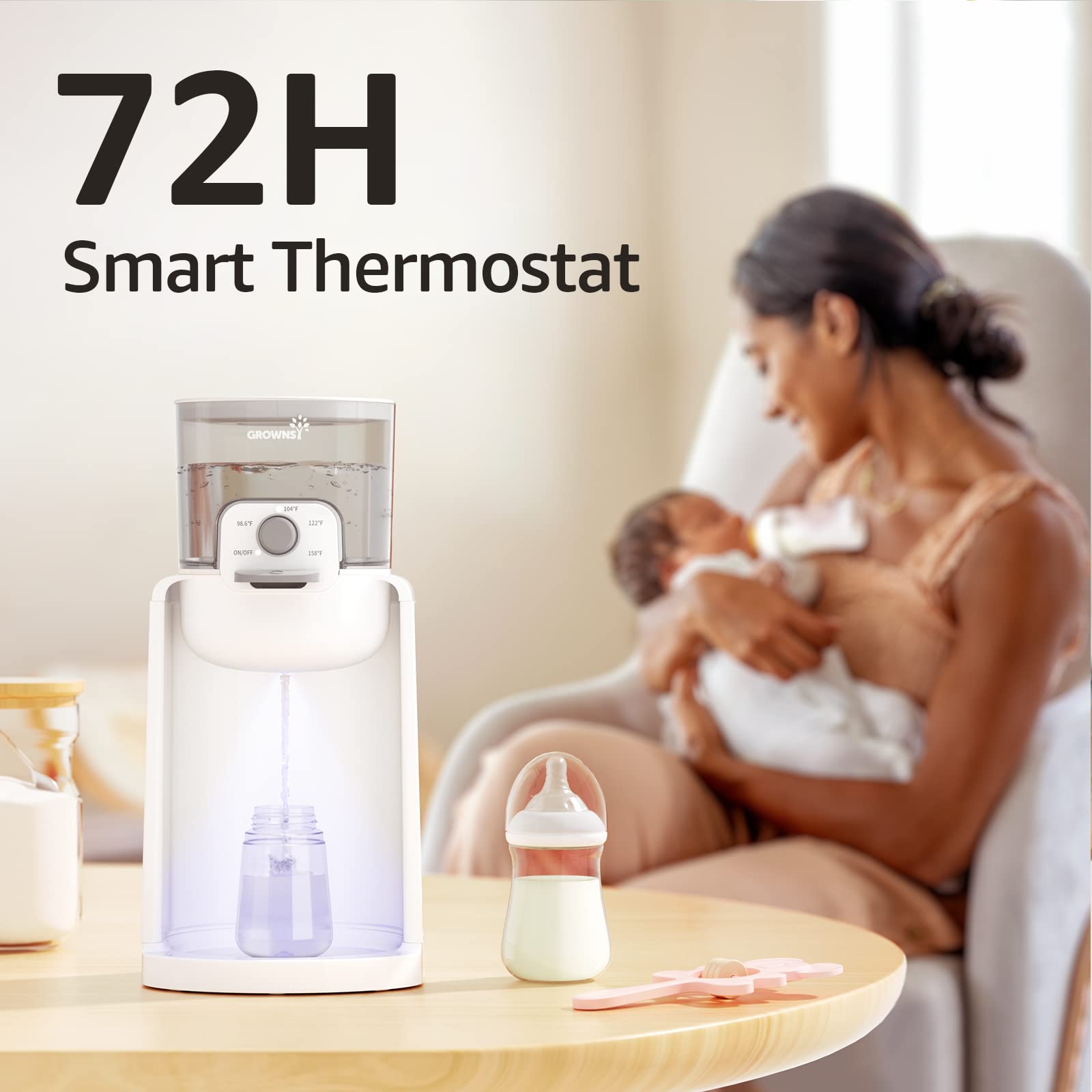 Detachable water tank being removed from GROWNSY instant bottle warmer