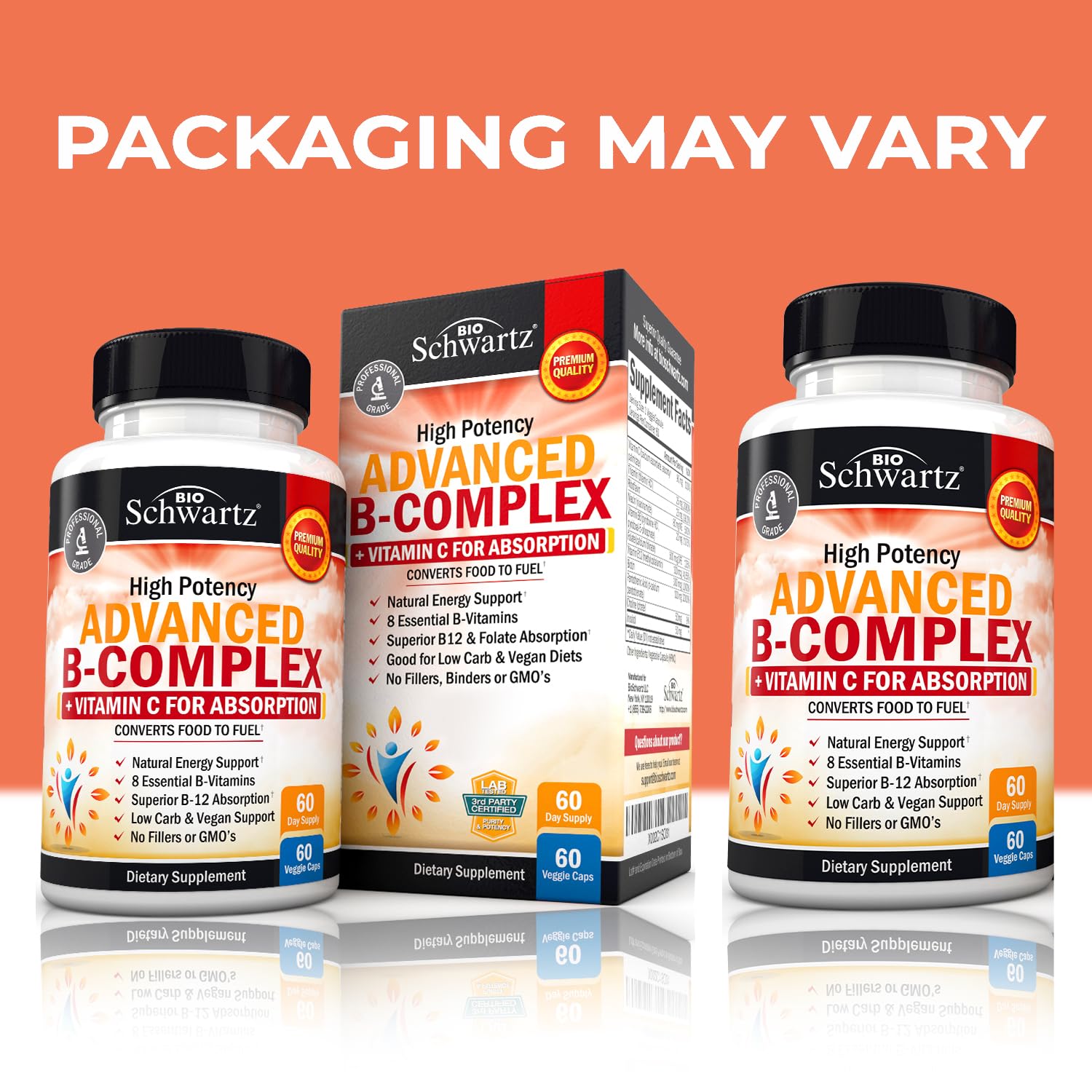 BioSchwartz High Potency B-Complex dietary supplement supplement facts label layout