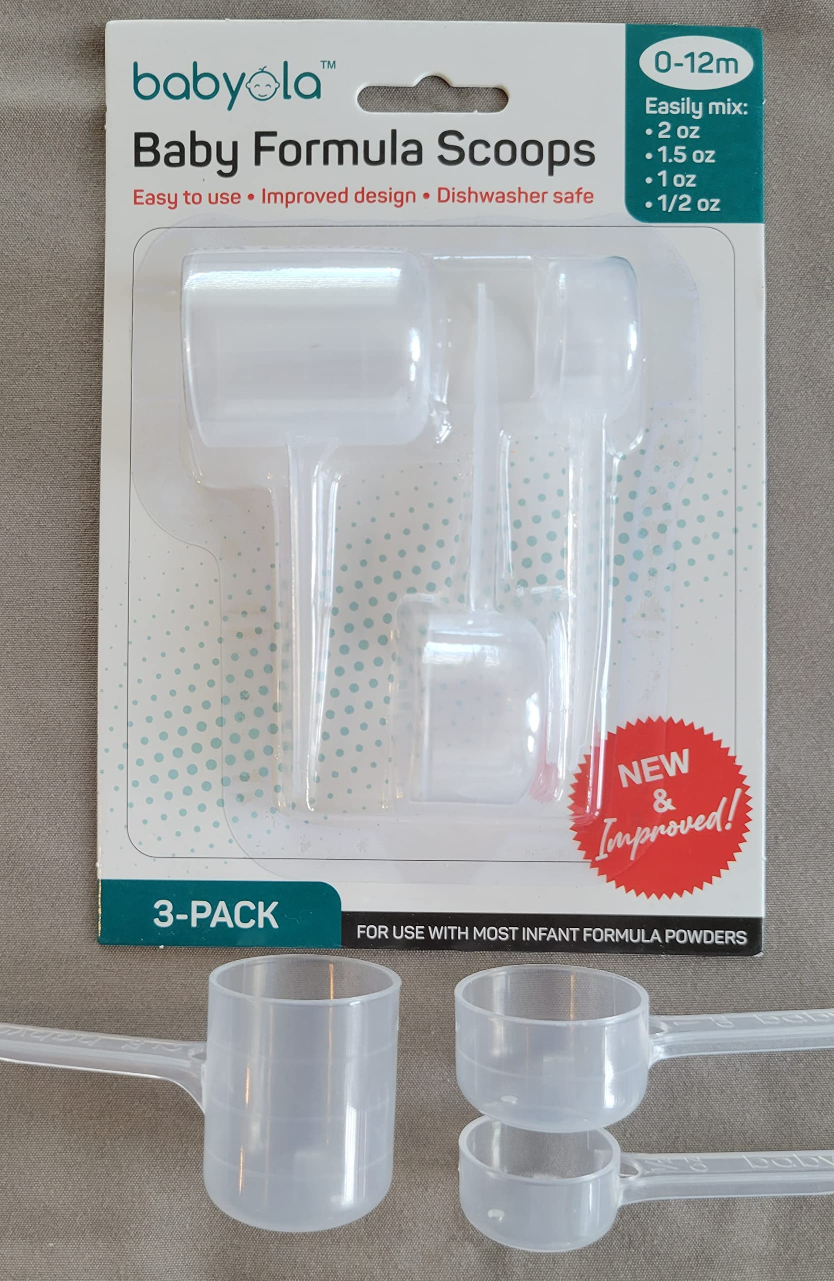 Babyola dishwasher safe infant formula dispensing scoops for newborns