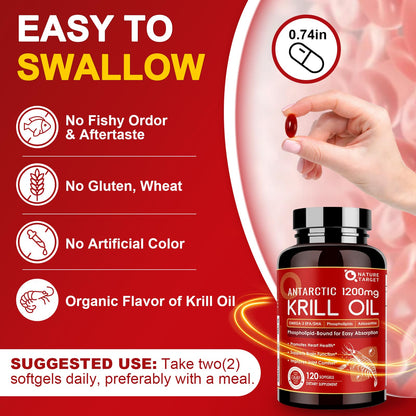 Easy to swallow krill oil softgels with no fishy aftertaste close up