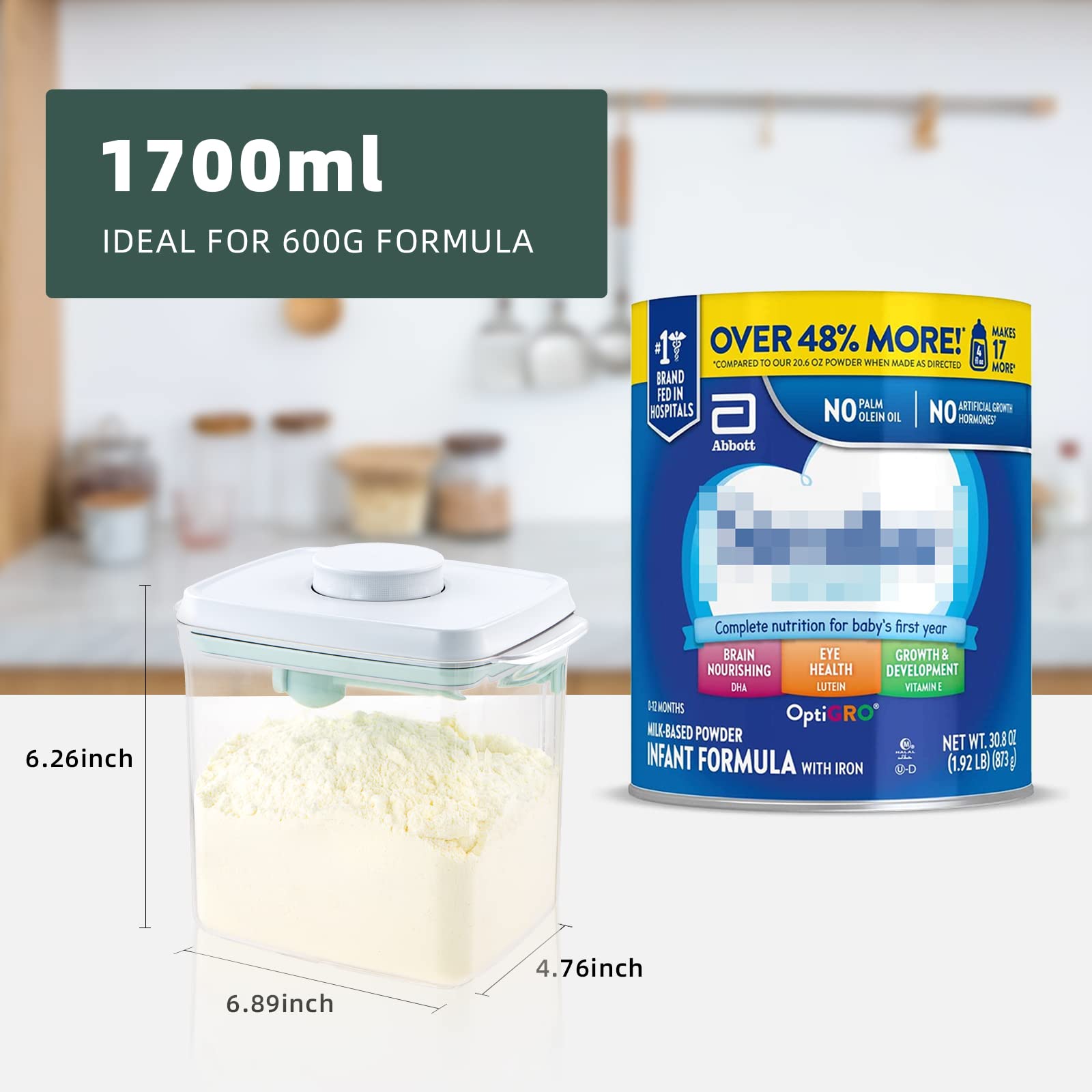 Tourdeus 600 grams milk powder storage box with airtight silicone seal demonstration