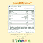 Pure Synergy whole food vitamin B complex supplement nutrition facts label