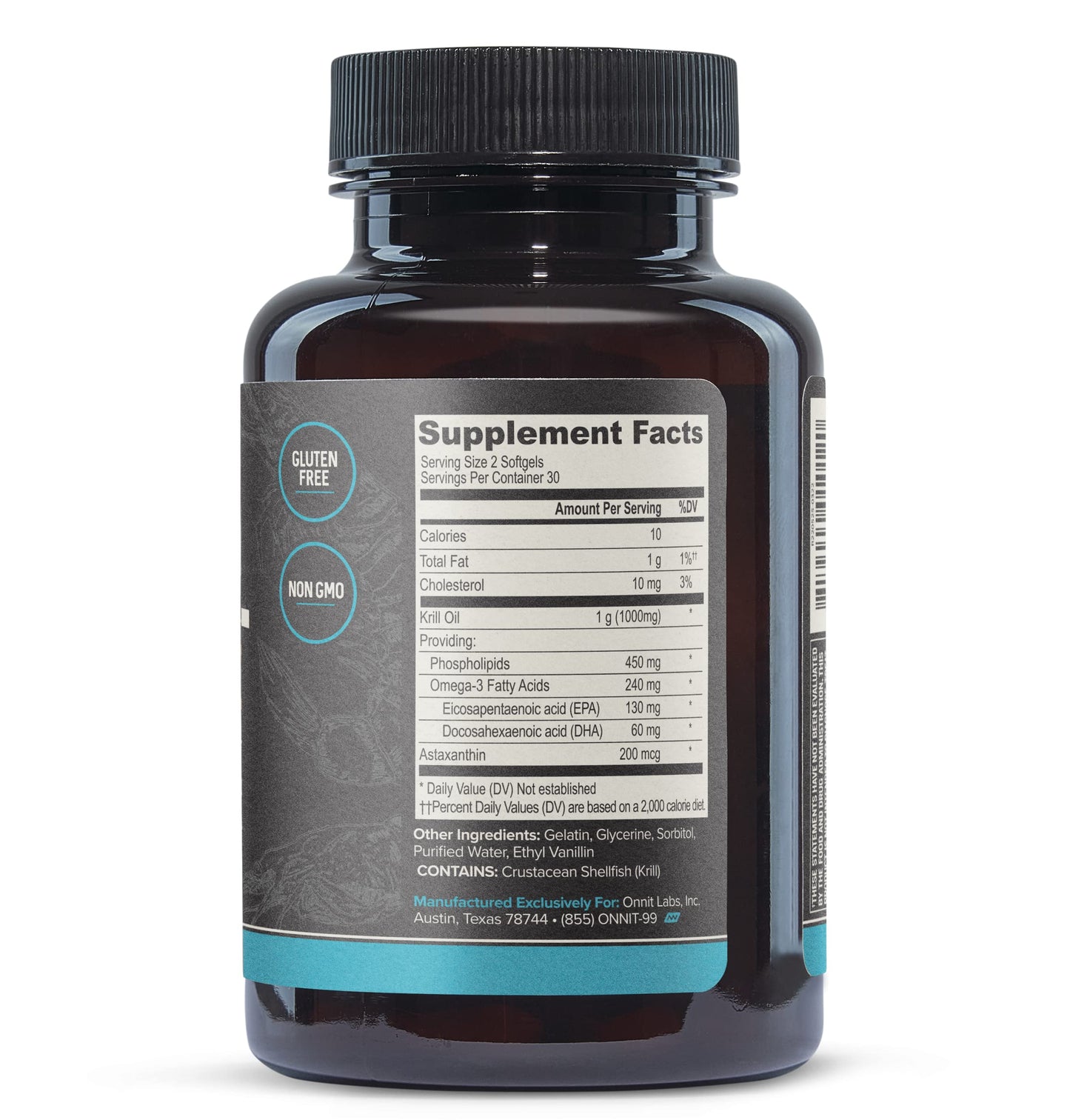 Nature's Bounty Krill Oil nutritional facts and ingredients label imported from USA