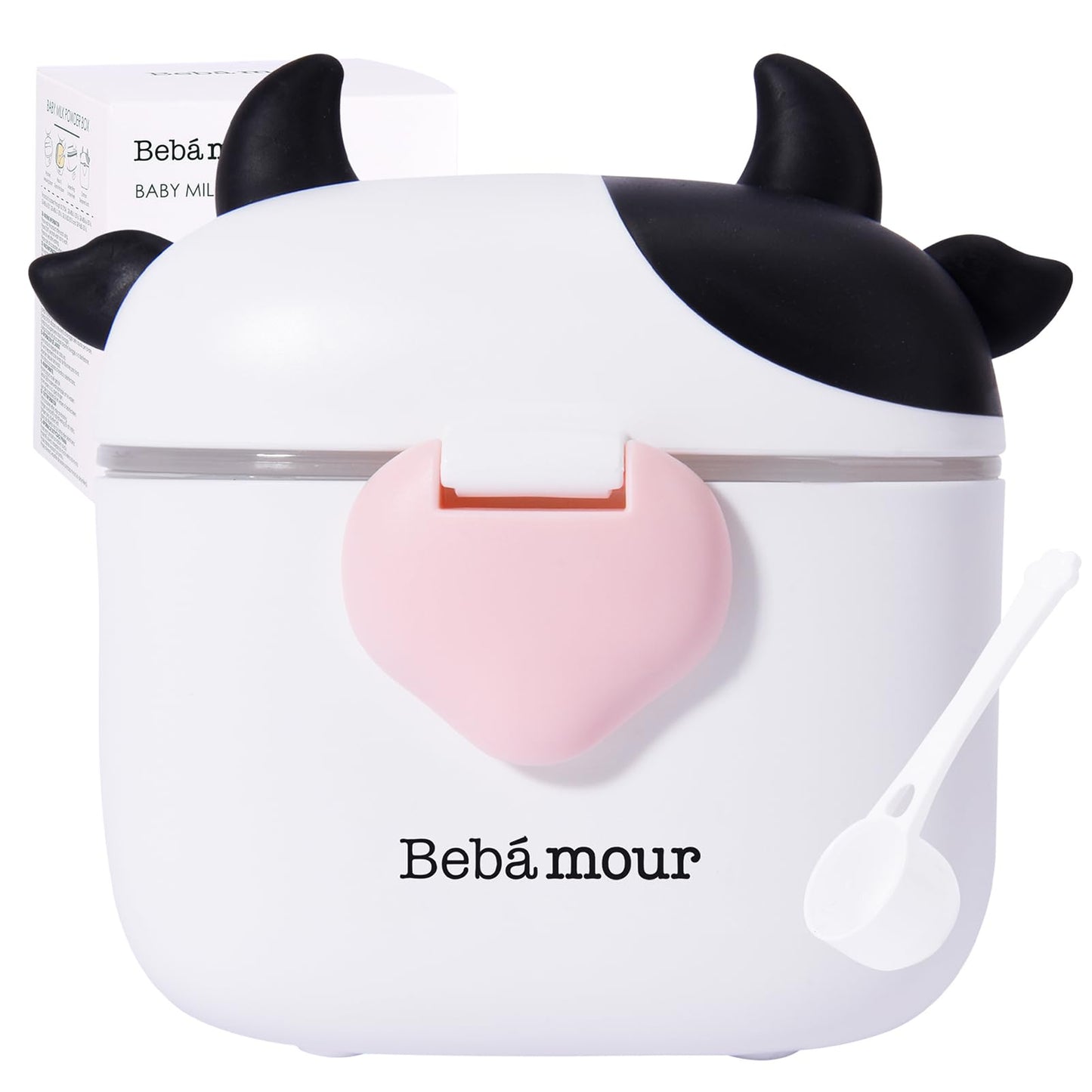 Bebamour baby powder storage container with 5 gram measuring scoop detached