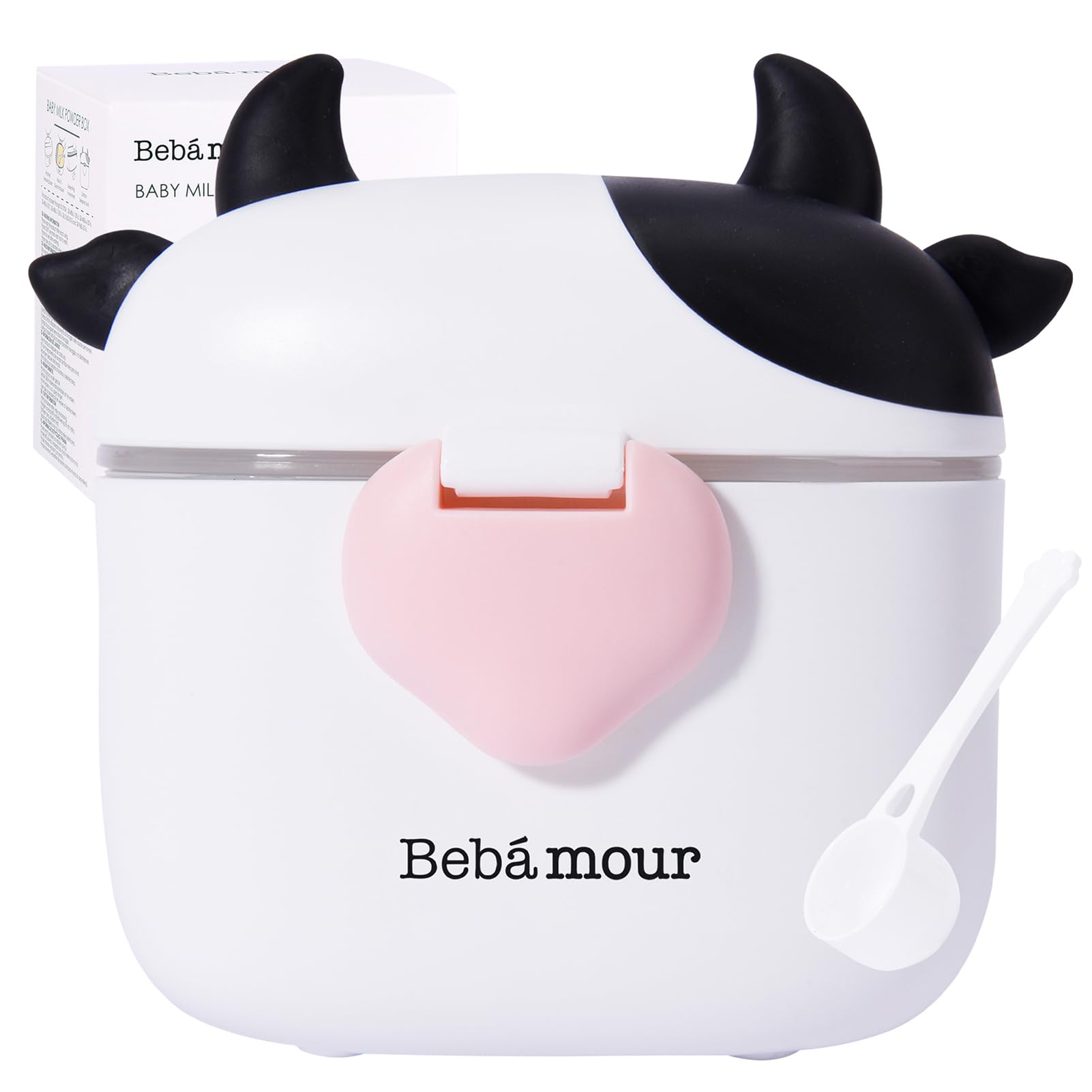 Bebamour baby powder storage container with 5 gram measuring scoop detached