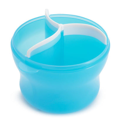 Close up shot of the Bisphenol A free plastic baby formula dispenser showing the individual section dividers.