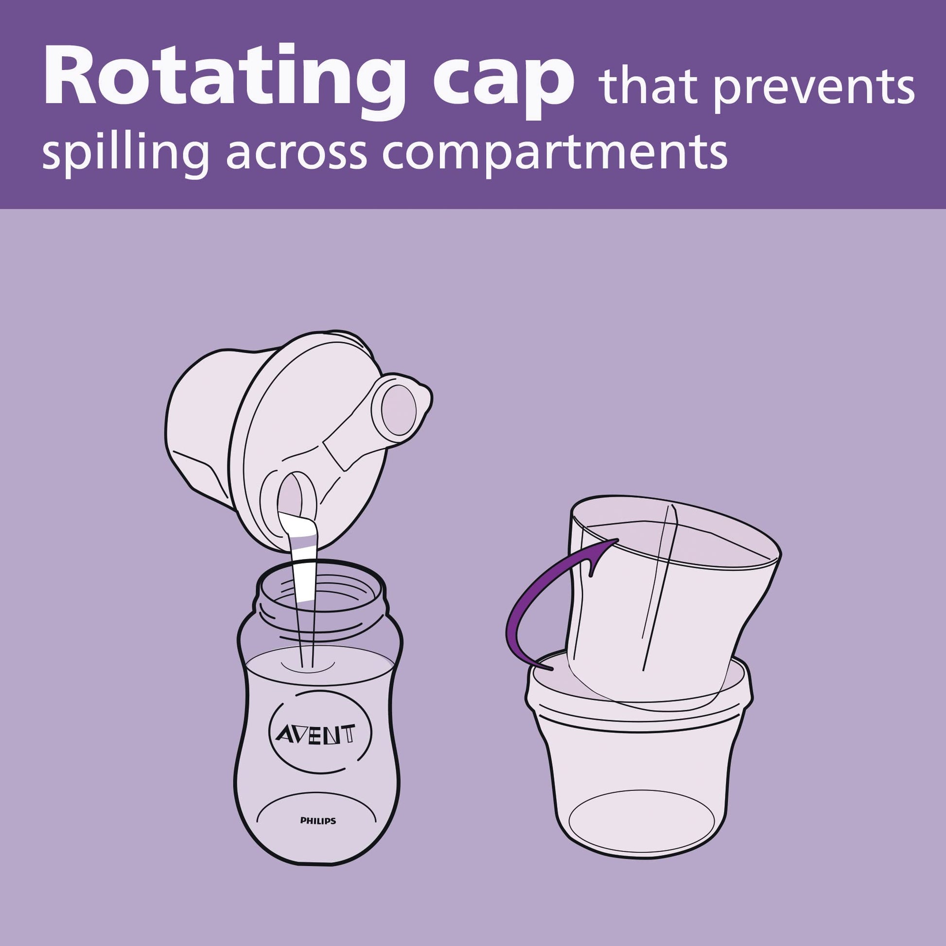 Philips Avent portable formula storage cup with inner section removed for snacks