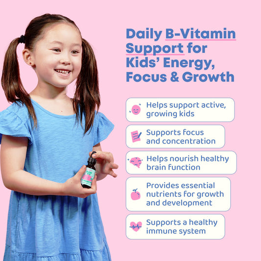 JoySpring children's liquid B12 drops sugar free supplement bottle on a clean background.