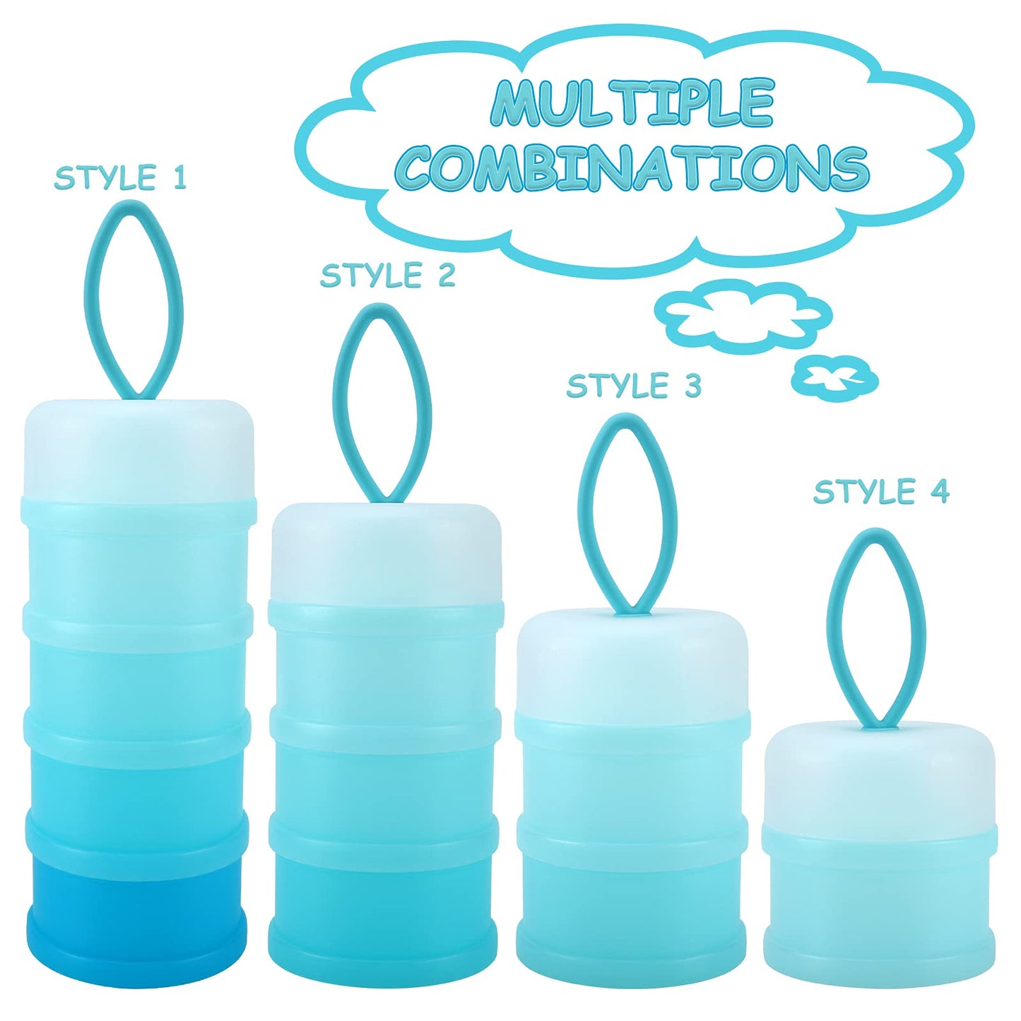 Five layer blue and white portable formula storage holder with carrying handle