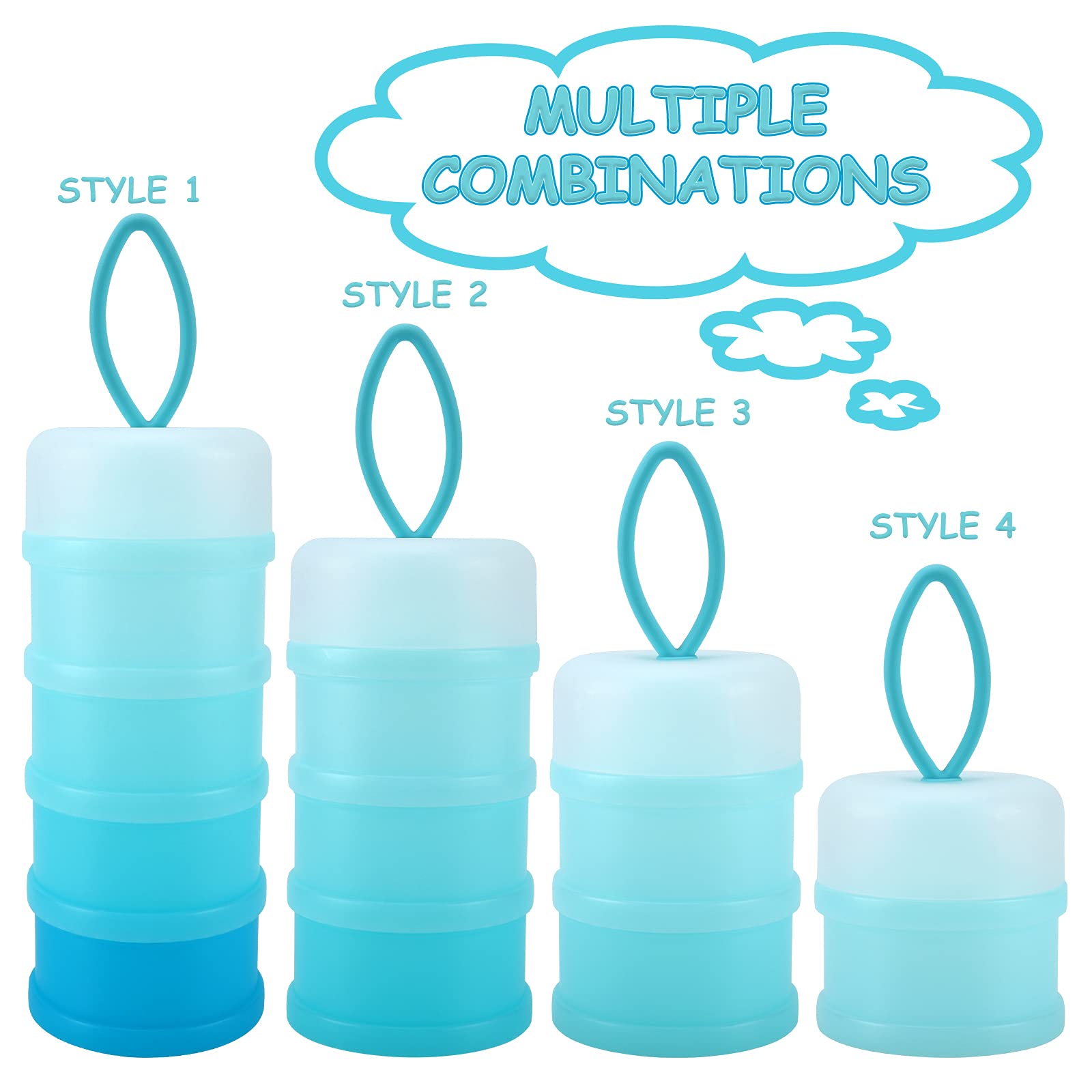 Five layer blue and white portable formula storage holder with carrying handle
