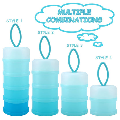 Five layer blue and white portable formula storage holder with carrying handle