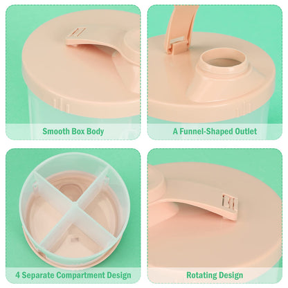 Four compartment rotating milk powder container