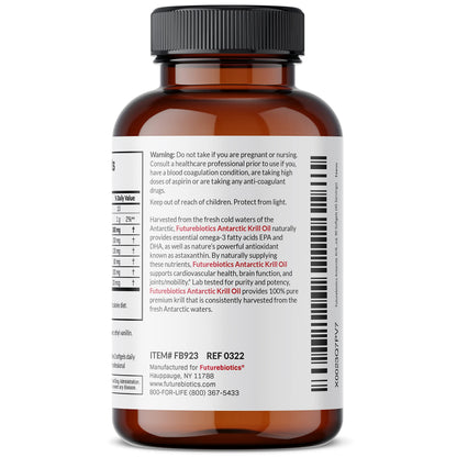 Authentic Futurebiotics Antarctic Krill Oil bottle sourced from the USA for Indian consumers.