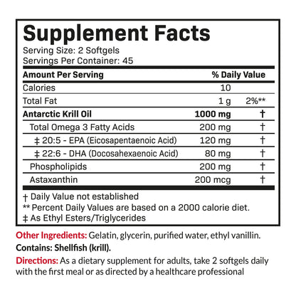 Futurebiotics Antarctic Krill Oil dietary supplement demonstrating joint and brain health advantages.