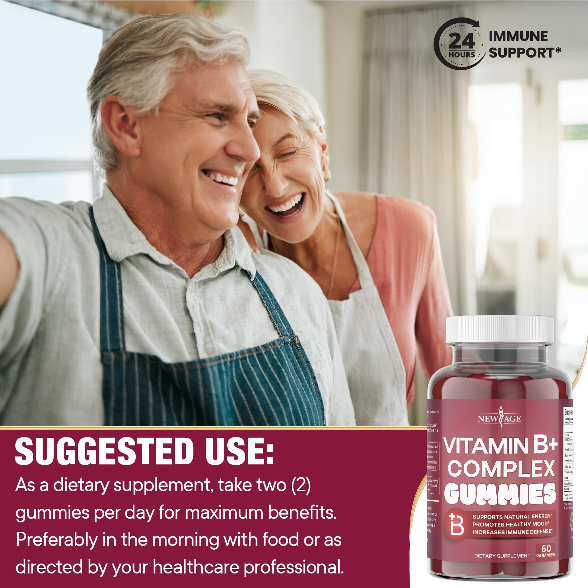 Close up view of the berry flavored daily health supplements for adults