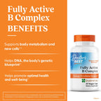 Doctor's Best B Complex bottle showing the non-GMO and vegan product certifications.