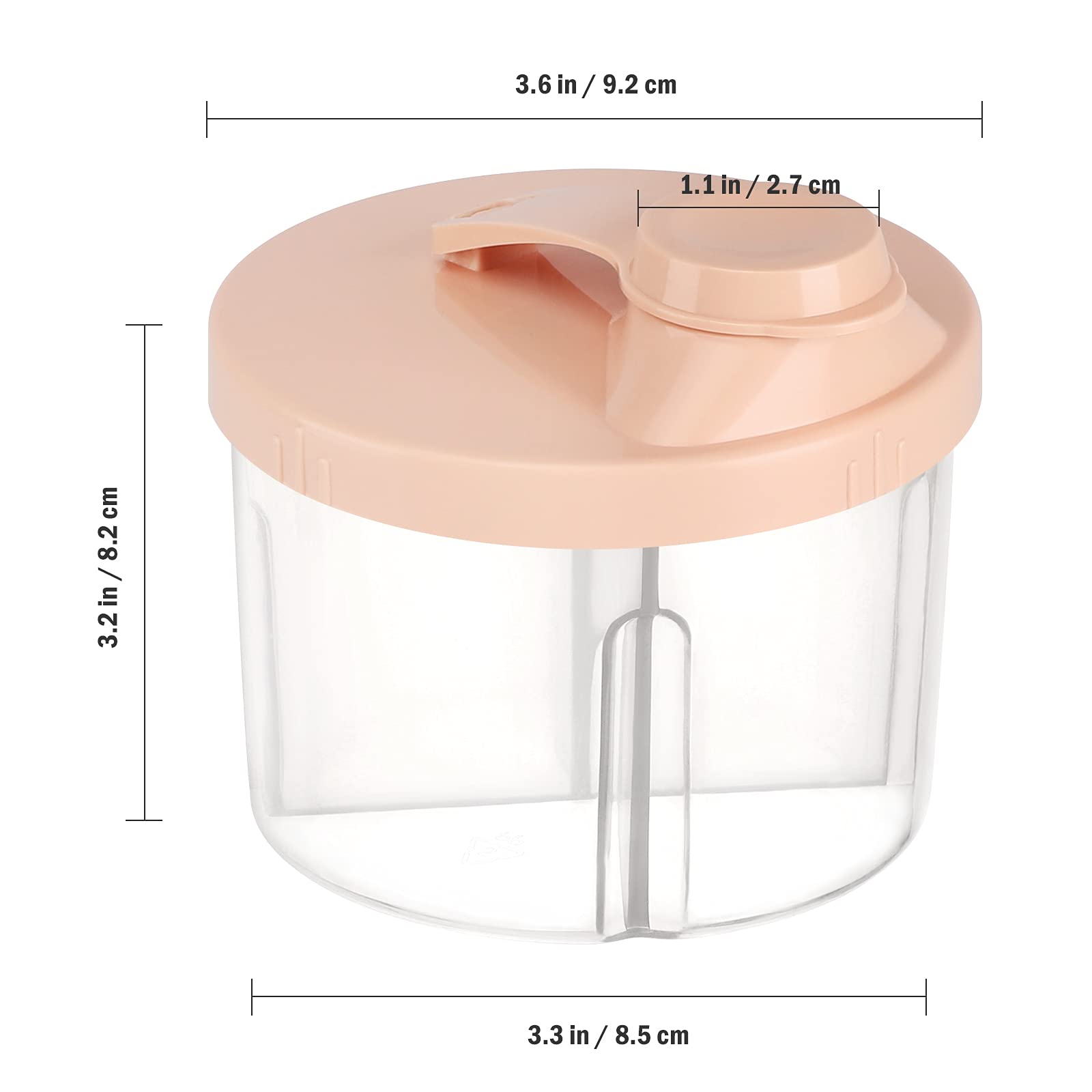 Detailed view of the rotating non-spill lid mechanism