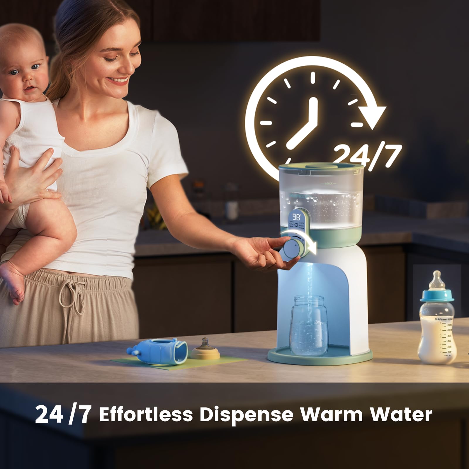 Momcozy Fifty Seven Fluid Ounce Detachable Tank being removed for easy cleaning and refilling