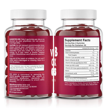 Secure safety seal and lid details on the New Age wellness product packaging