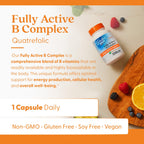 Close-up of the Doctor's Best Fully Active B Complex 30 capsule bottle focusing on the energy support benefit.
