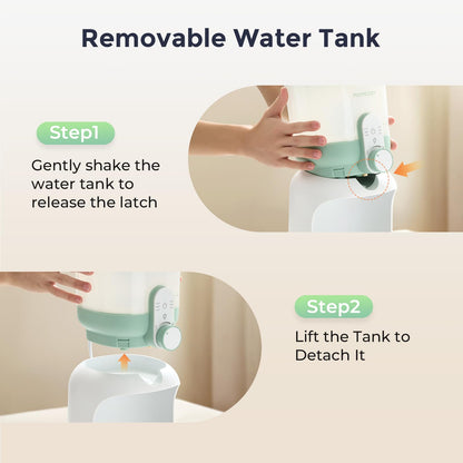 Momcozy Baby Water Dispenser showcasing the compact and modern countertop design for kitchens