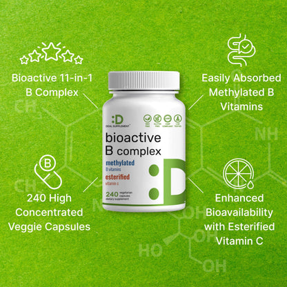 High bioavailability Vitamin B complex with esterified Vitamin C for energy and immunity support