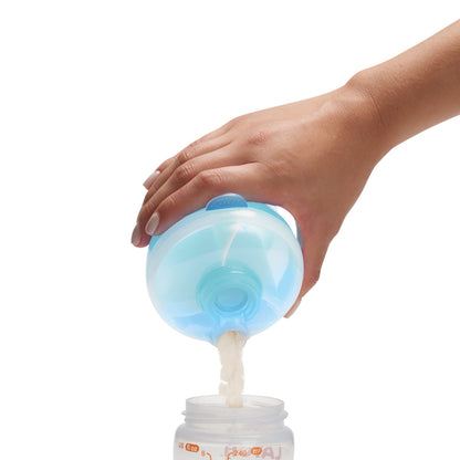 Close up view of the internal sections of the blue Munchkin formula holder