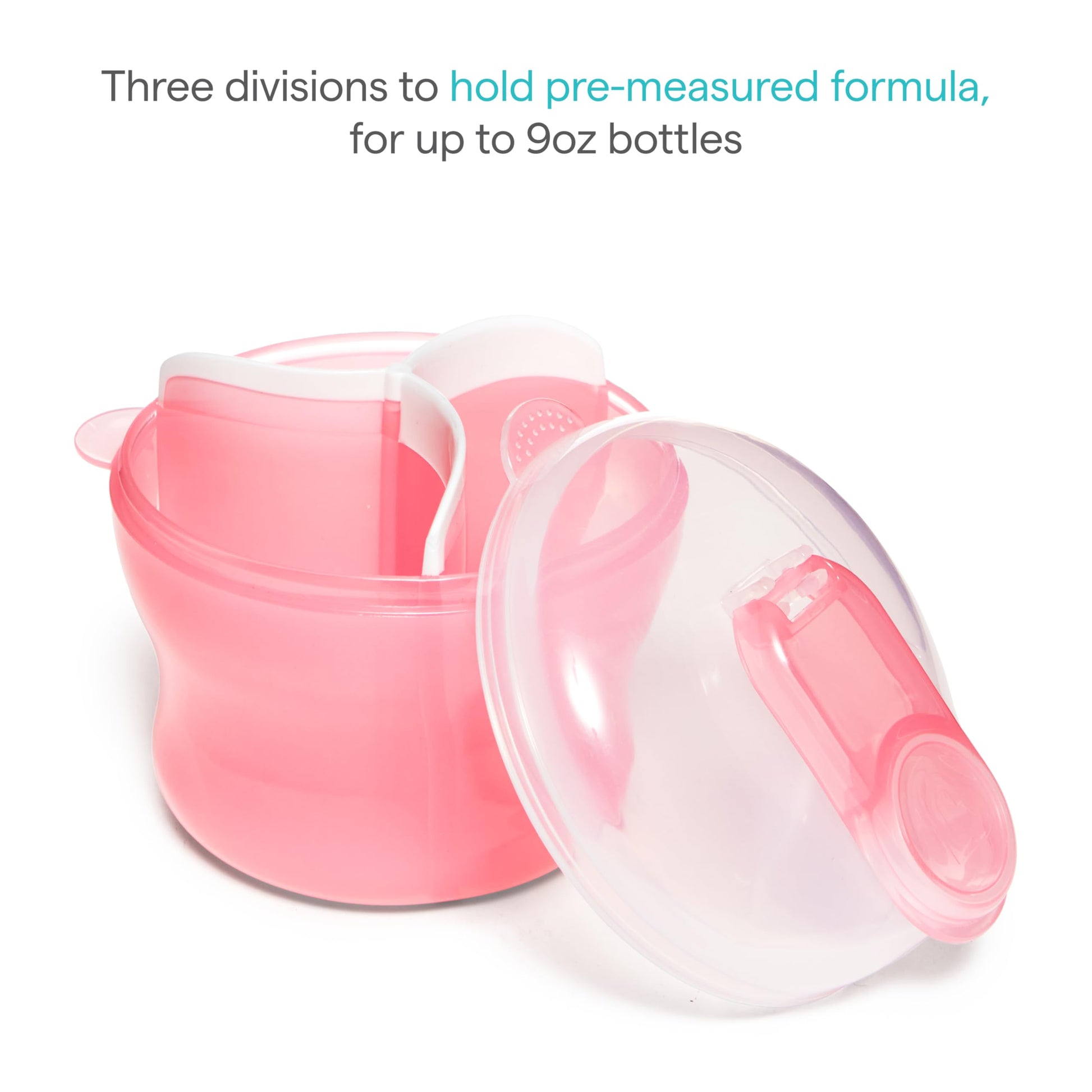 Munchkin portable infant milk powder storage container in pink color