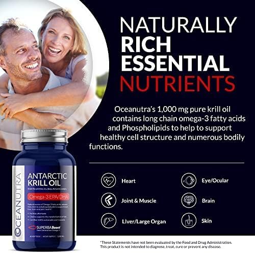 Oceanutra dietary supplement bottle showcasing fifty six percent phospholipid concentration for high absorption.