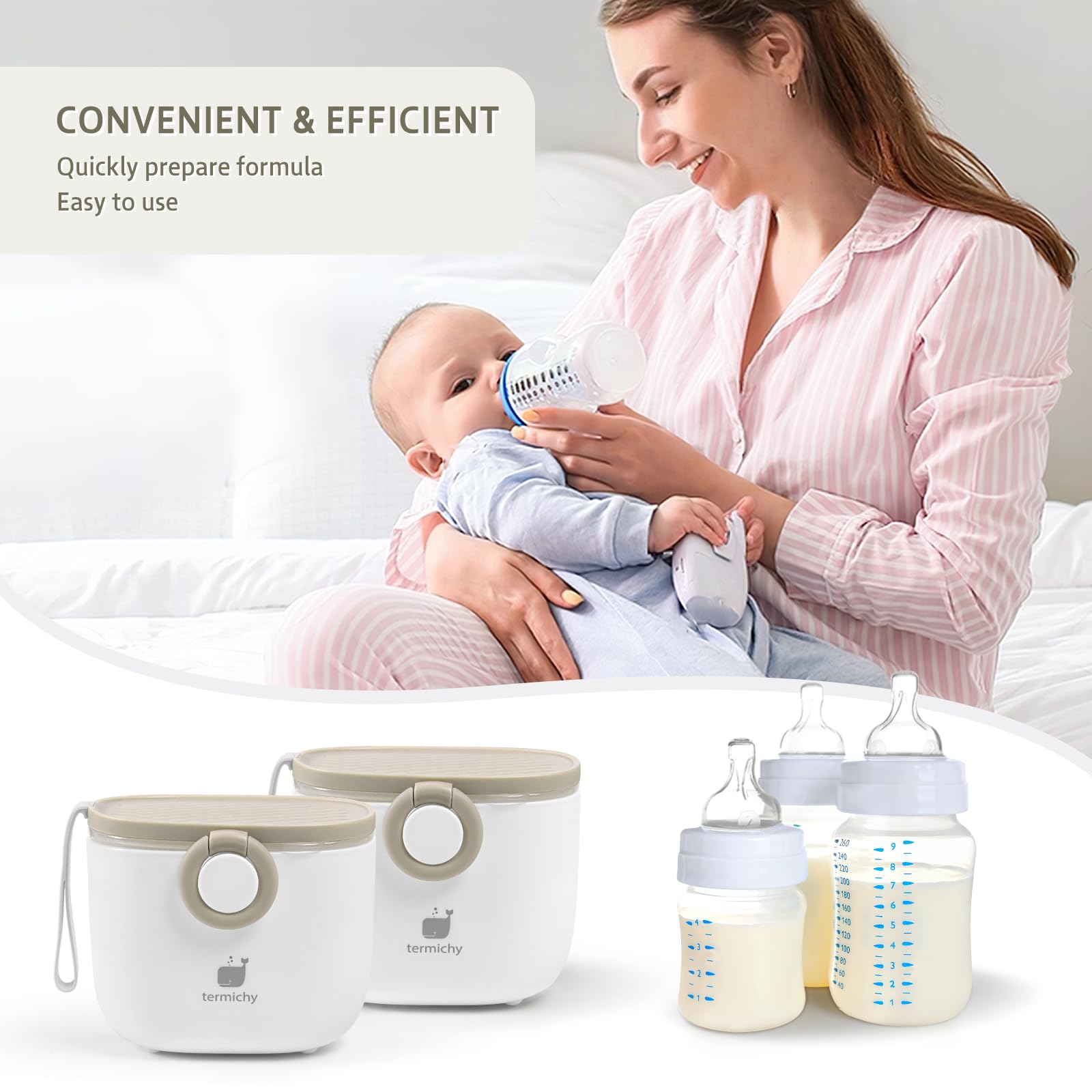 Termichy infant formula dispenser showing airtight silicone sealing ring inner lid